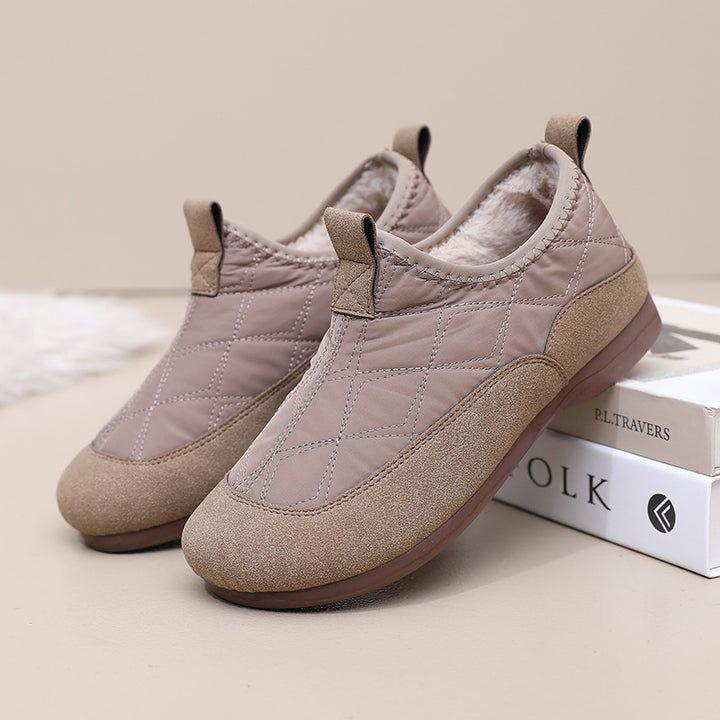 Women's Winter Slip-On Warm Shoes – Soft Sole, Plush Lined, Comfortable Casual Cotton Shoes for Cold Weather