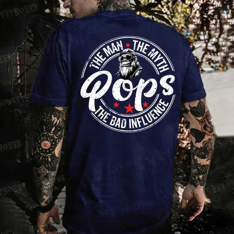 Pops The Man The Myth The Bad Influence Monkey T-shirt