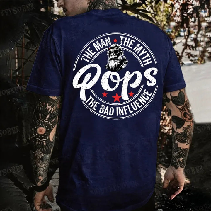 Pops The Man The Myth The Bad Influence Monkey T-shirt