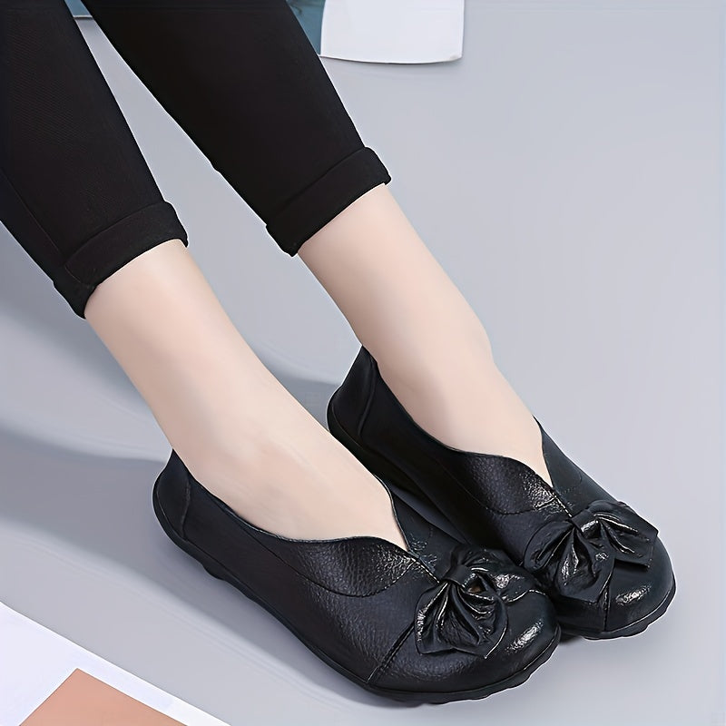 Women's Comfortable Bow Loafers – Lightweight Slip-On Casual Flats for Everyday Wear
