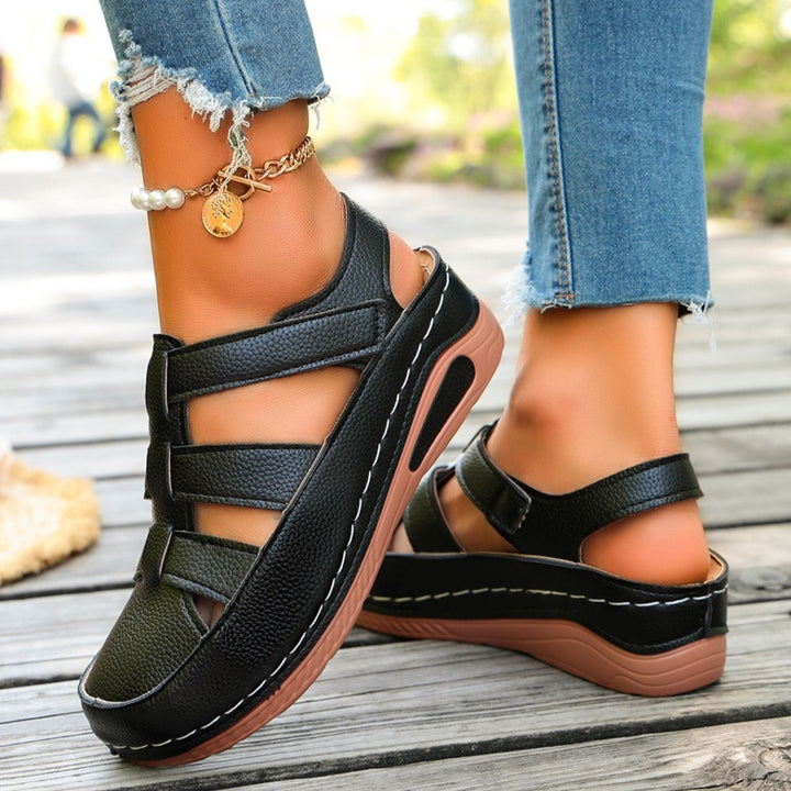 Women's Breathable Comfort Sandals – Soft Sole Hook & Loop Walking Shoes