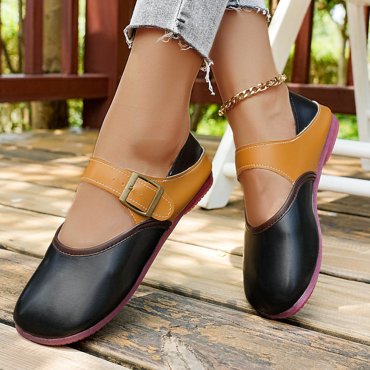 Women's Retro Mary Jane Comfort Flats – Round Toe with Buckle Strap