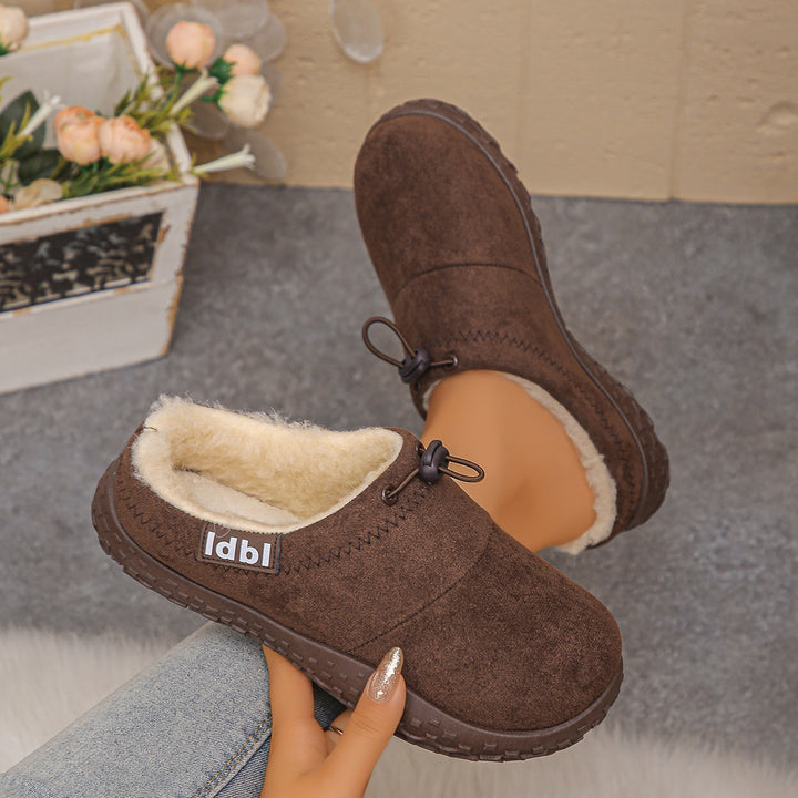 Women's Warm Plush-Lined Mules – Comfortable Non-Slip Shoes for Fall & Winter