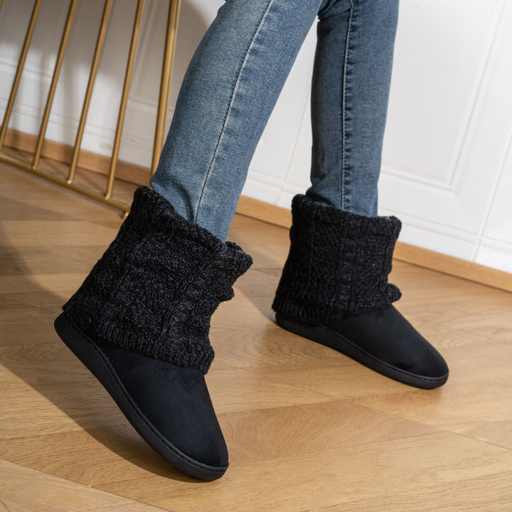 Women's Warm Knit Ankle Boots – Cozy Lined Short Boots for Fall & Winter