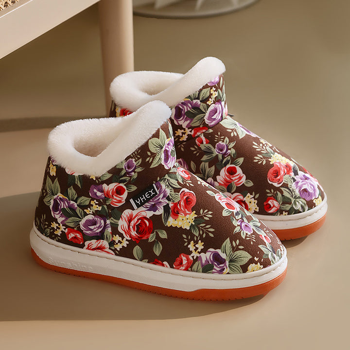 Women's Bright Floral Winter Shoes – Cozy Warm Shoes to Brighten Up Cold Days
