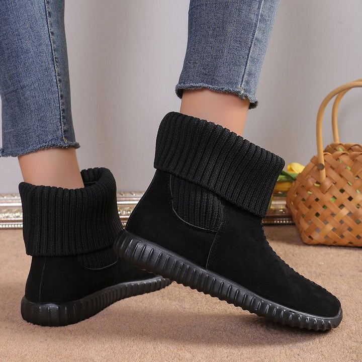 Women's Warm Knit Ankle Boots – Soft Winter Boots with Cushioned Non-Slip Sole