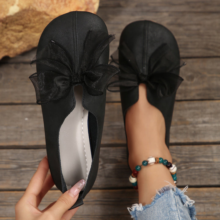 Women's Vintage Mary Jane Flats – 2025 New Round-Toe Soft Sole Shoes with Bow Detail