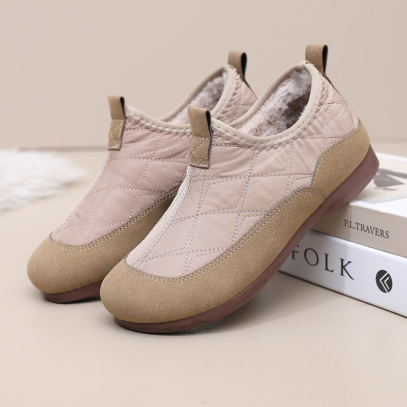 Women's Winter Slip-On Warm Shoes – Soft Sole, Plush Lined, Comfortable Casual Cotton Shoes for Cold Weather