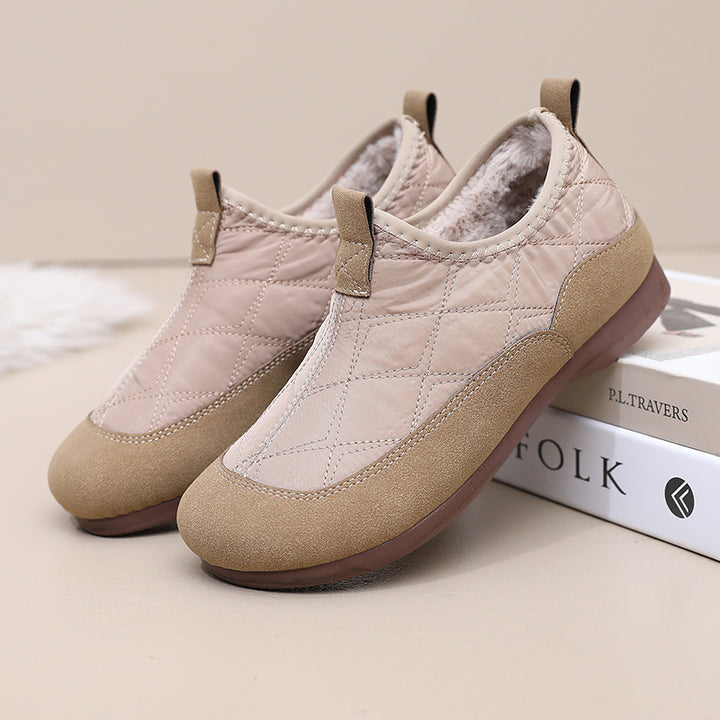 Women's Winter Slip-On Warm Shoes – Soft Sole, Plush Lined, Comfortable Casual Cotton Shoes for Cold Weather