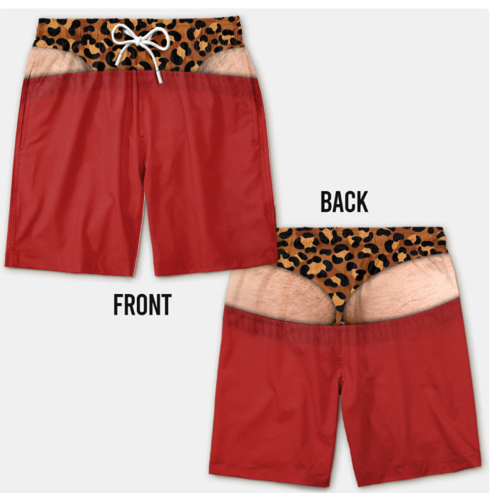 Funny Fake Butt Print Swim Shorts