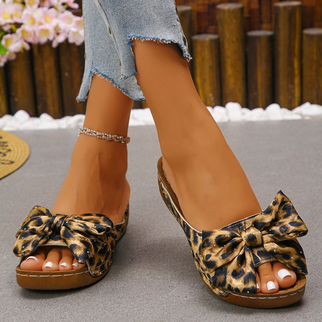 Women's Polka Dot Bow Sandals – Comfortable Slip-On Summer Shoes