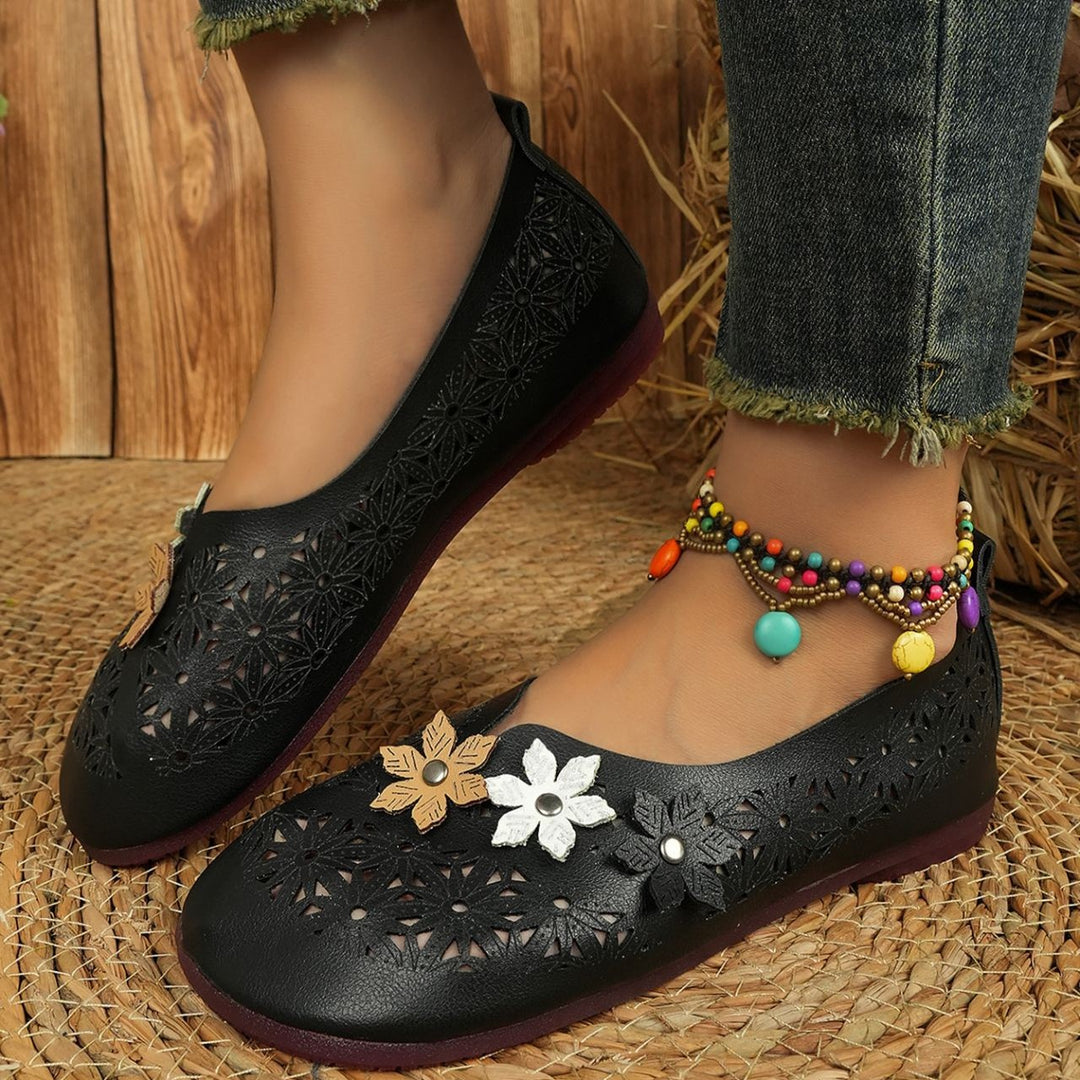 Women's Comfortable Floral Flats – Lightweight Breathable Vintage Shoes