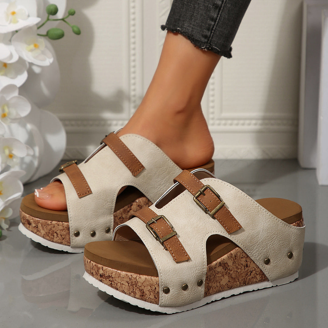 Women's Retro Wedge Sandals – Comfortable Buckle Summer Slides