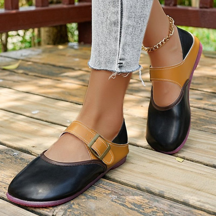 Women's Retro Mary Jane Comfort Flats – Round Toe with Buckle Strap