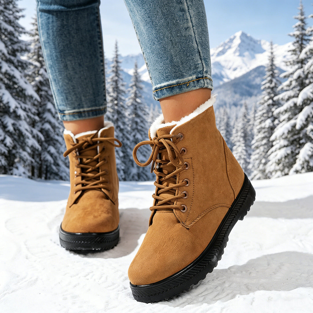 Women's Warm Lace-Up Boots – Lightweight Non-Slip Outdoor Winter Shoes