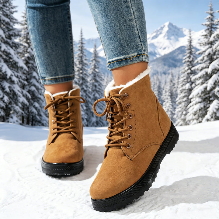Women's Warm Lace-Up Boots – Lightweight Non-Slip Outdoor Winter Shoes