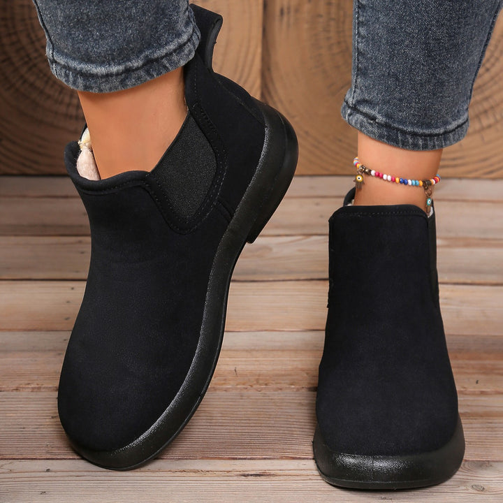 Women's Warm Winter Ankle Boots – Fleece-Lined Flat Boots with Non-Slip Sole