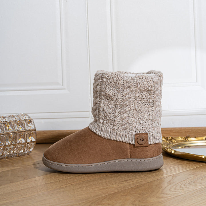 Women's Warm Knit Ankle Boots – Cozy Lined Short Boots for Fall & Winter