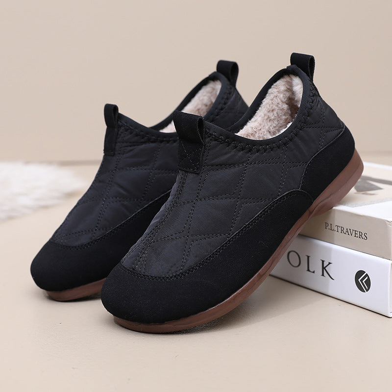 Women's Winter Slip-On Warm Shoes – Soft Sole, Plush Lined, Comfortable Casual Cotton Shoes for Cold Weather