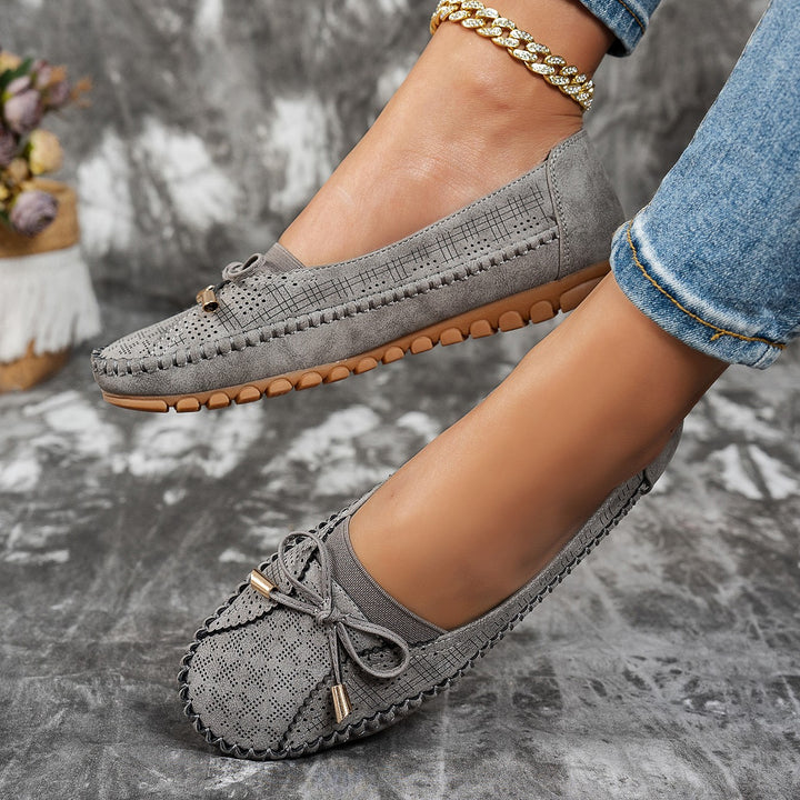 Women's Classic Solid-Color Bow Loafers – Comfortable Flat Shoes for Everyday Wear