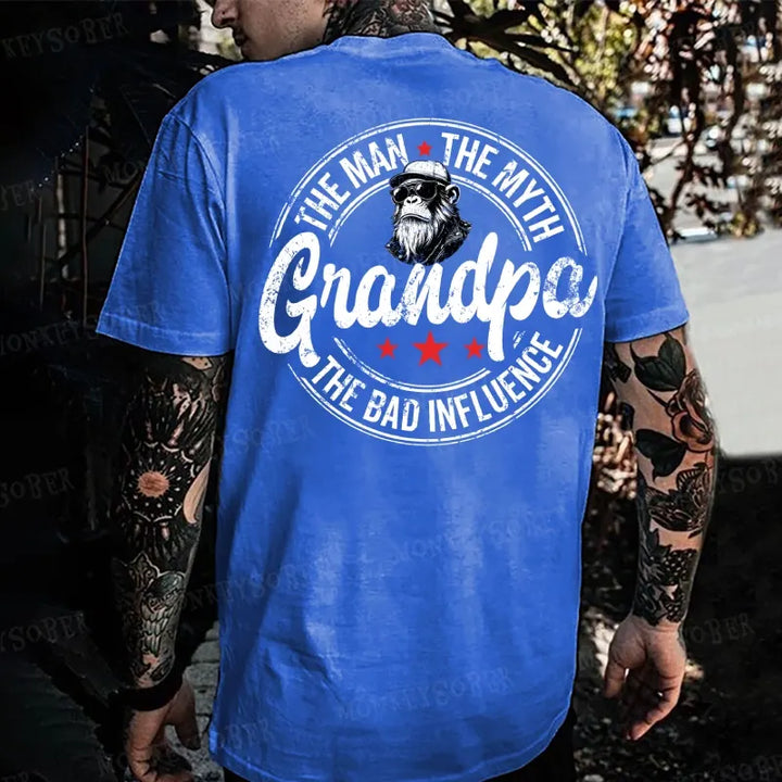 Grandpa The Man The Myth The Bad Influence Monkey T-shirt