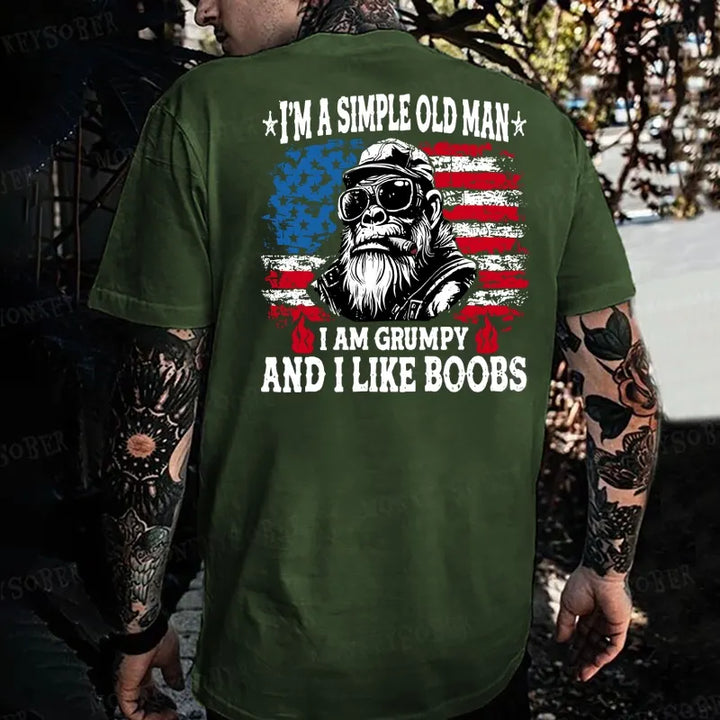 I'm A Simple Old Man I Am Grumpy And I Like Boobs Monkey T-shirt