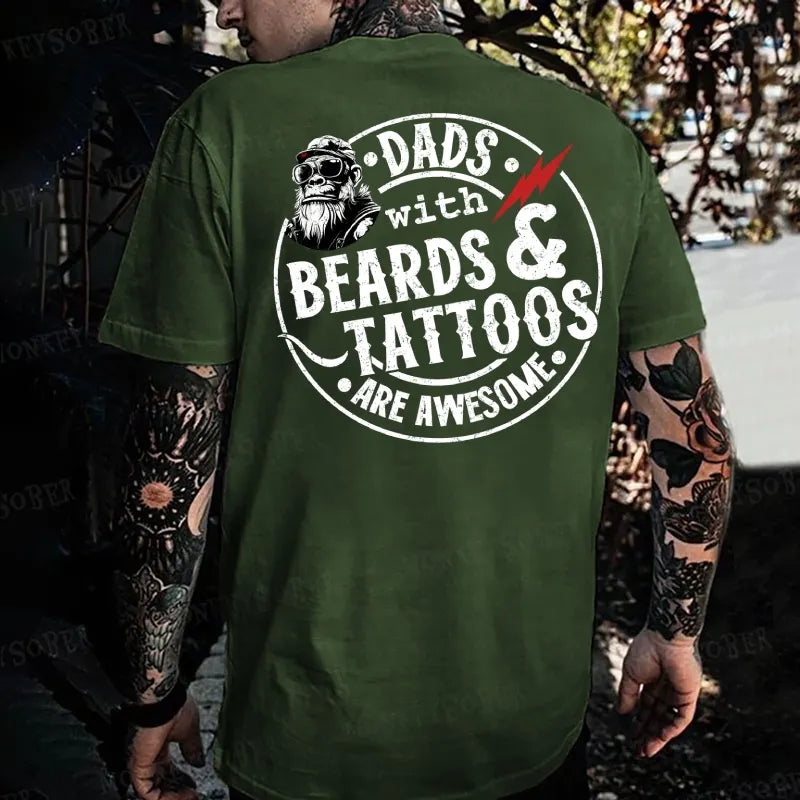 Dads With Beards And Tattoos Are Awesome Monkey T-shirt