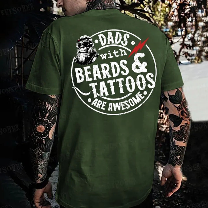 Dads With Beards And Tattoos Are Awesome Monkey T-shirt