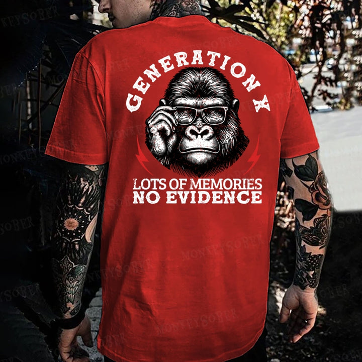 Generation X Lots Of Memories No Evidence Monkey T-shirt