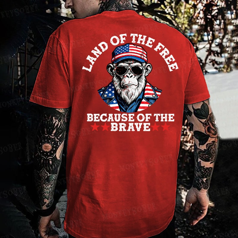 Land Of The Free Because Of The Brave Monkey T-shirt