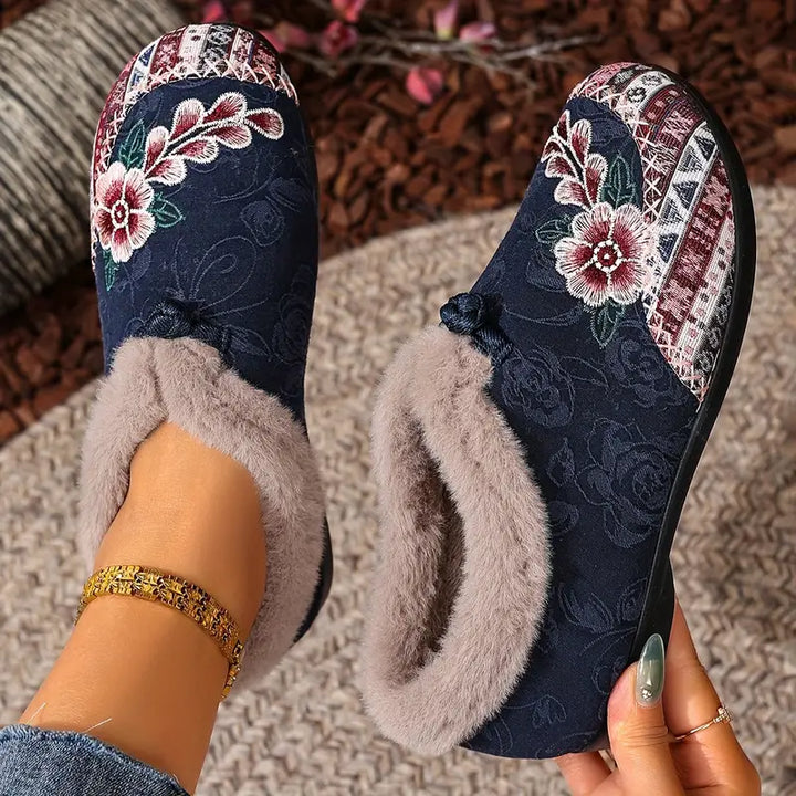 Women's Warm Floral Winter Ankle Boots – Cozy, Lightweight & Non-Slip