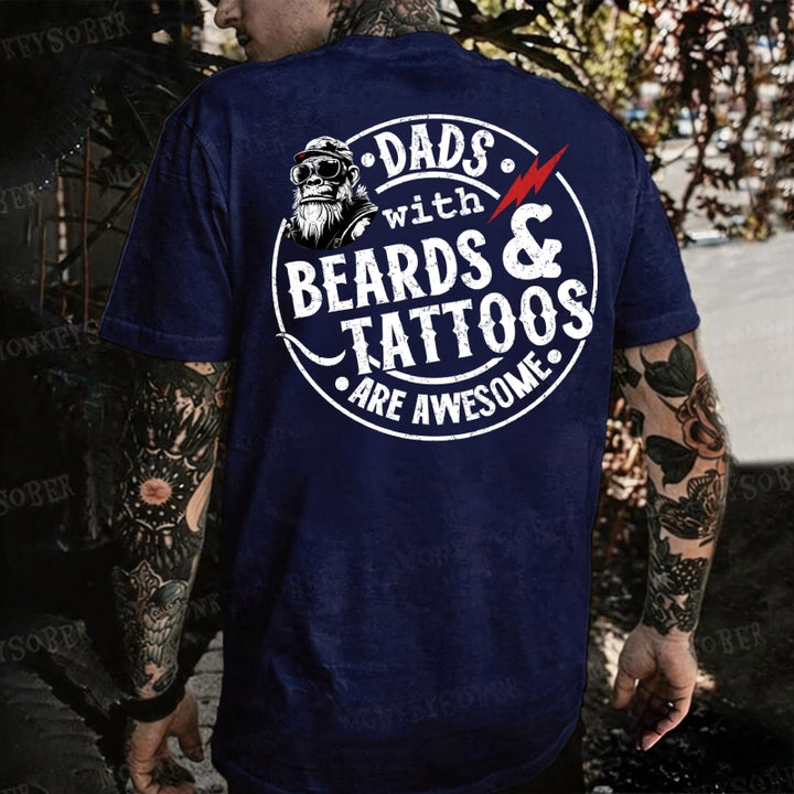 Dads With Beards And Tattoos Are Awesome Monkey T-shirt