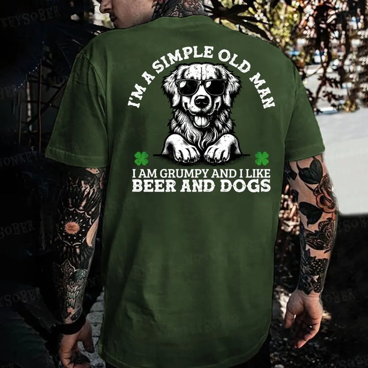 I'm A Simple Old Man I Am Grumpy And I Like Beer And Dogs Monkey T-shirt
