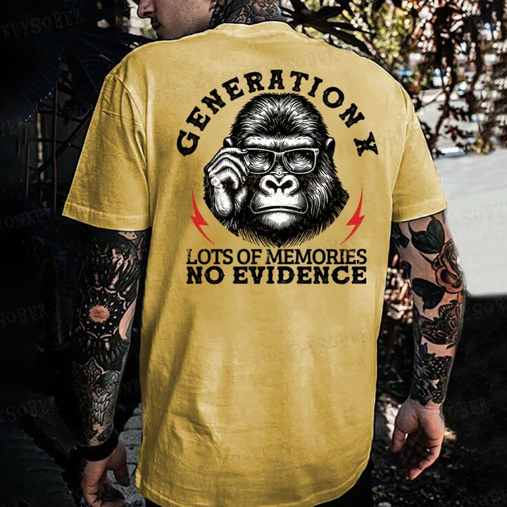 Generation X Lots Of Memories No Evidence Monkey T-shirt