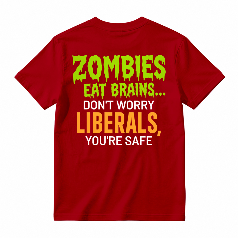 Zombies Eat Brains You're Safe Funny T-shirt