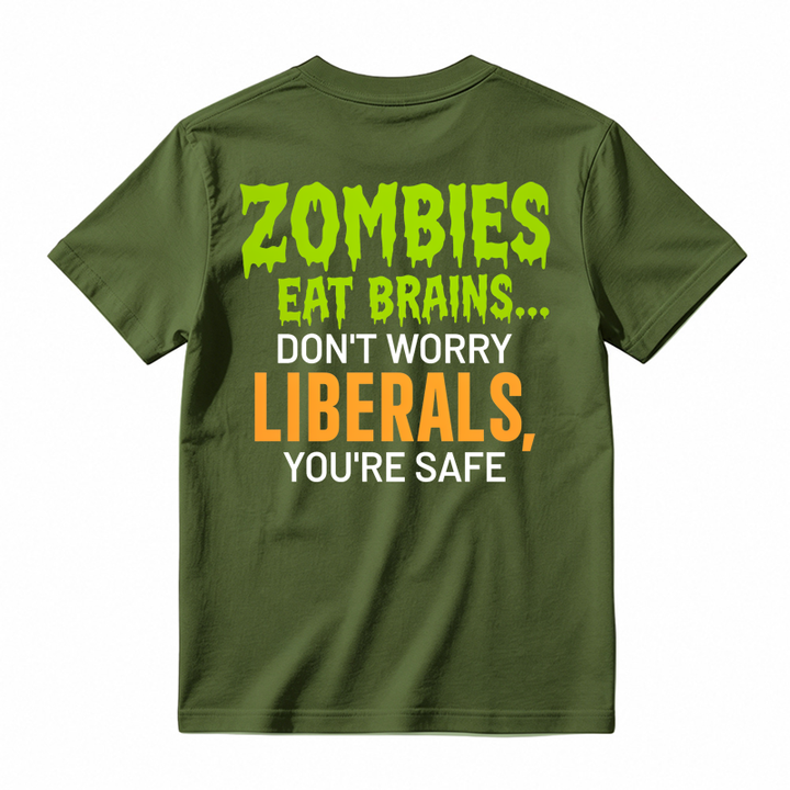 Zombies Eat Brains You're Safe Funny T-shirt