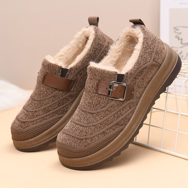 Women's Warm Slip-On Winter Shoes – Anti-Slip Comfort Walking Loafers with Soft Fleece Lining