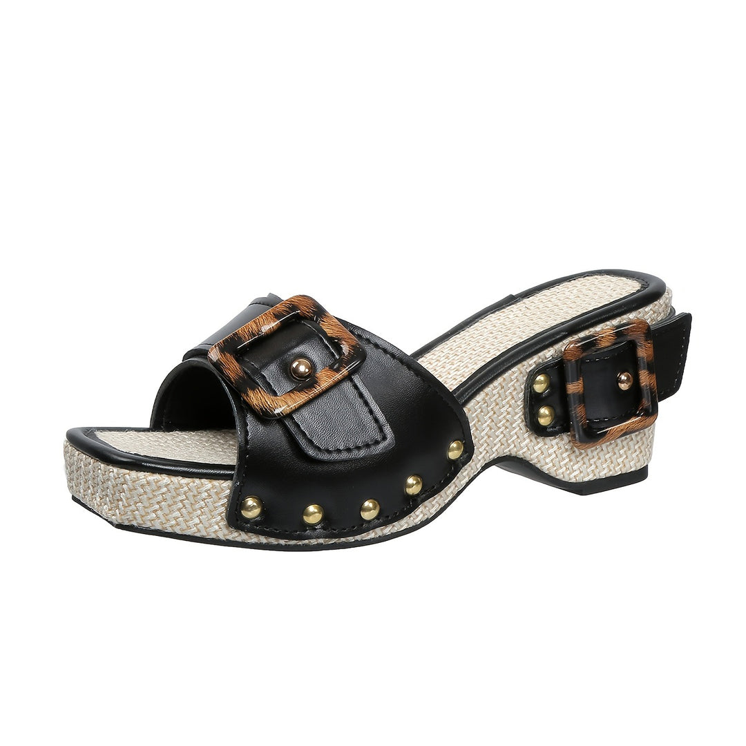Women's Platform Sandals – Comfortable Summer Shoes with Rivet Detail