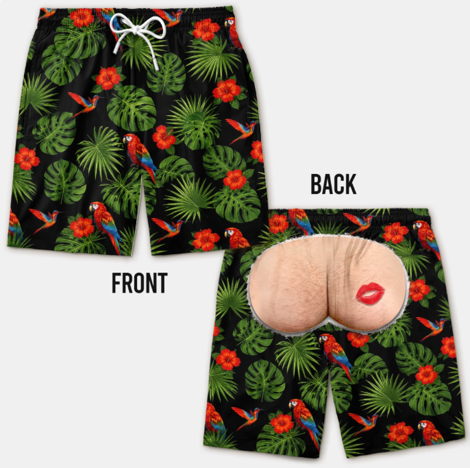 Custom Funny Men Swim Trunks - Personalized Birthday Gifts For Husband, Son, Grandson, Brother, Grandpa, Dad, Yourself - Rear View Approved