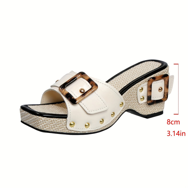 Women's Platform Sandals – Comfortable Summer Shoes with Rivet Detail