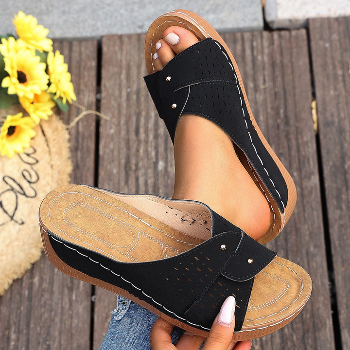 Women's Wedge Slide Sandals – Comfortable Breathable Slip-On Summer Shoes