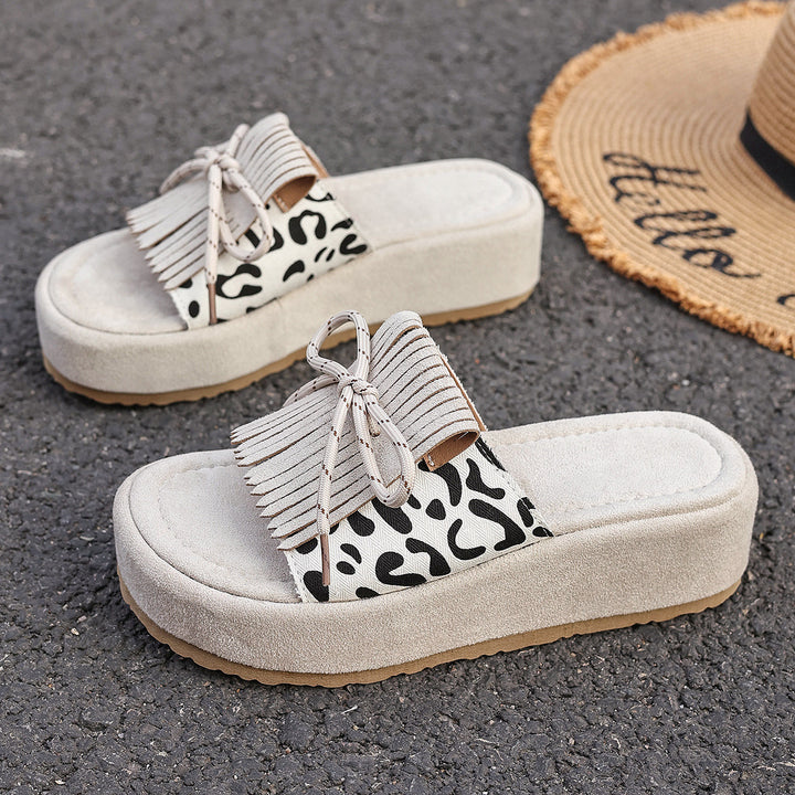 Tassel Bow Summer Sandals – Stylish Mid-Heel Comfort Sandals for Women