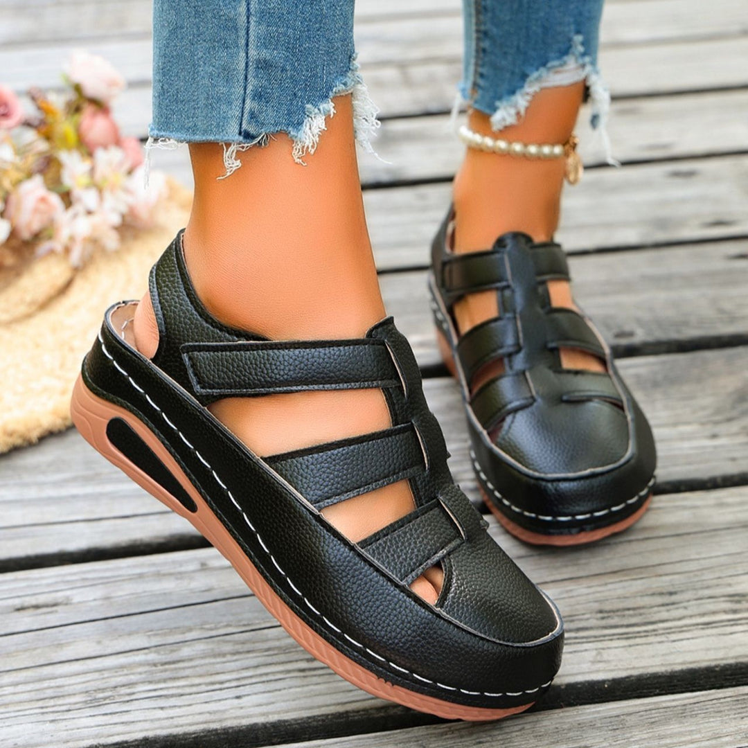 Women's Breathable Comfort Sandals – Soft Sole Hook & Loop Walking Shoes