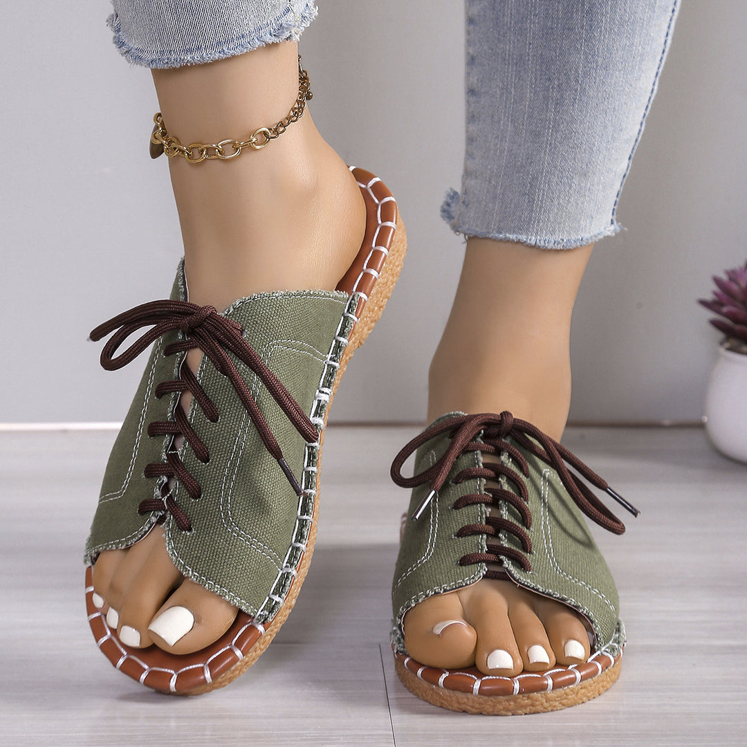 Boho Canvas Mule Sandals – Lightweight, Breathable & Easy to Slip On