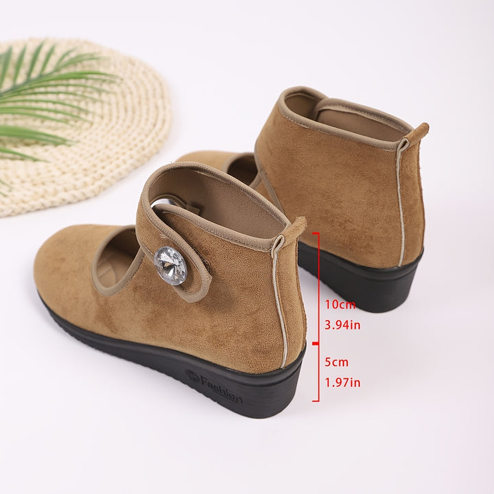 Women's Rhinestone Wedge Ankle Boots – Elegant Comfort for Everyday Style