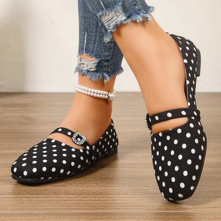 Women's Vintage Polka Dot Mary Jane Flats – Satin Comfort Strap Shoes