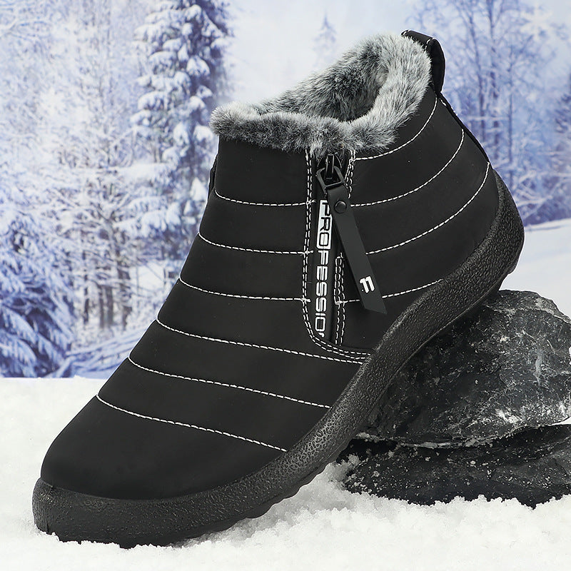 Women's Waterproof Winter Snow Boots –Warm Fur Collar, Zip Closure & Non-Slip Outdoor Sole