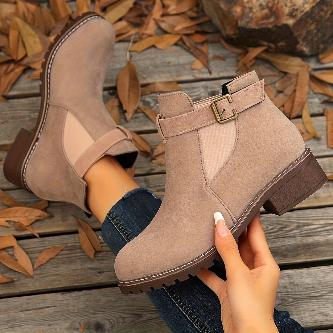Women's Vintage Ankle Boots – Single-Buckle Strap Retro Comfort Boots