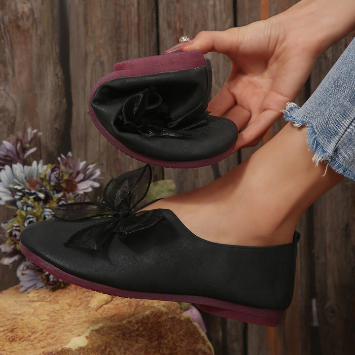Women's Vintage Mary Jane Flats – 2025 New Round-Toe Soft Sole Shoes with Bow Detail