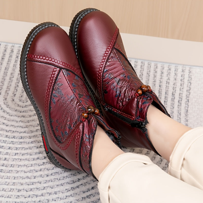 Women's Vintage Floral Winter Boots – Warm, Non-Slip & Comfortable Fit